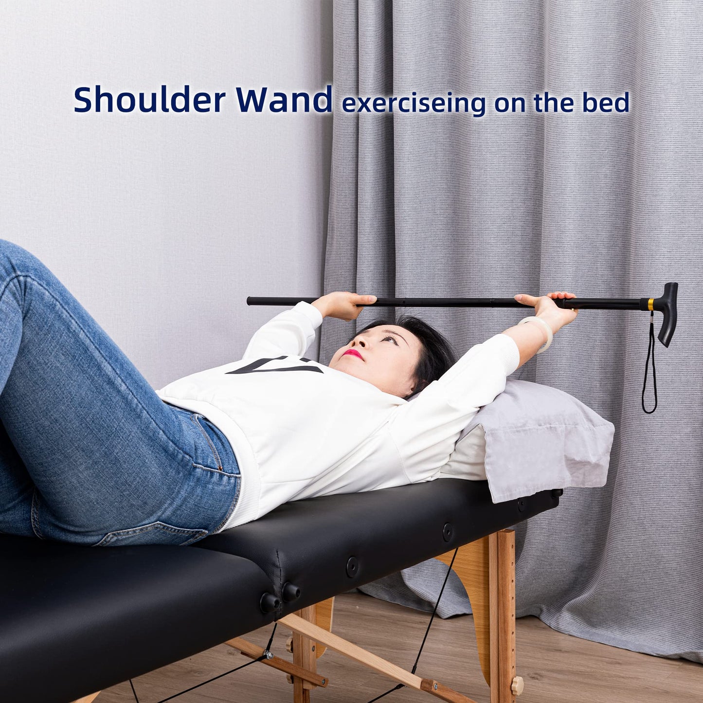 Shoulder Wand Therapy Stretching Tool, Collapsible Stretching Bar, Black Stretching Stick, Shoulder & Rotator Cuff Exercise Equipment Physical Therapy Tool for Recovery and Increasing Motion