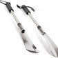 2 premium extra-long metal shoe horns with telescopic handles, the front and the back side 