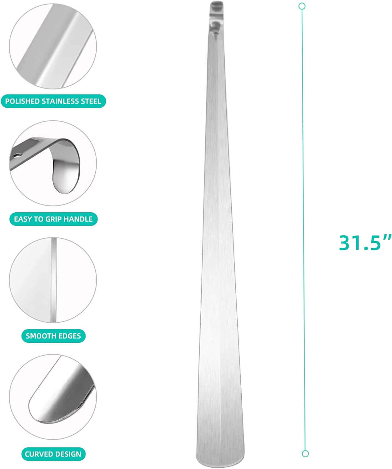 31.5'' inch extra long handled shoe horn for elderly, seniors or disabled person by Fanwer, product details demo 