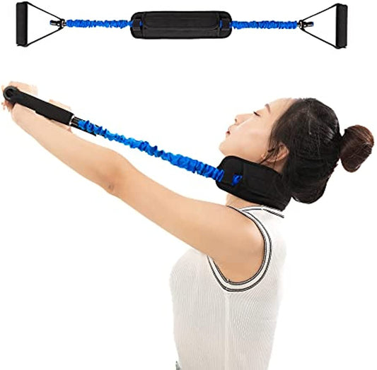 Neck Stretcher Exerciser, Cervical Traction Therapy, Relieve Neck Pain Anywhere with Our Wider Blue Pad, Portable & Comfortable, Perfect for Home, Office, Car, and Outdoor Use, 10lb