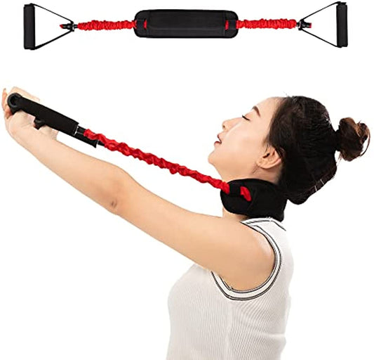 Neck Stretcher Exerciser, Cervical Spine Stretcher for Pain Relief, Cervical Traction Therapy, Portable Wider red Pad, More Comfortable for Home, Office, Car, Outdoor Use, 30lb