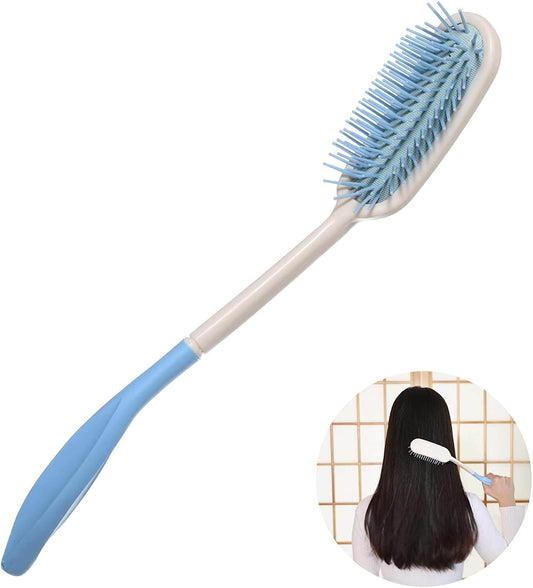 long handled hair brush for long hair, thick hair, fine hair, curly hair, straight hair, product and head