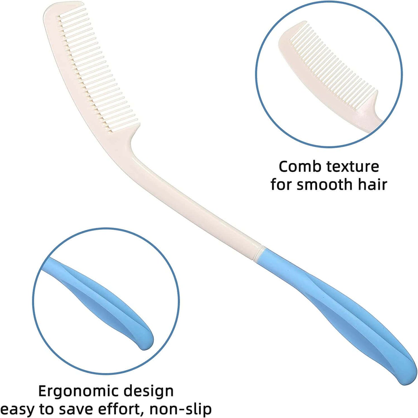 Fanwer's long-handle hair brush and comb, comb details