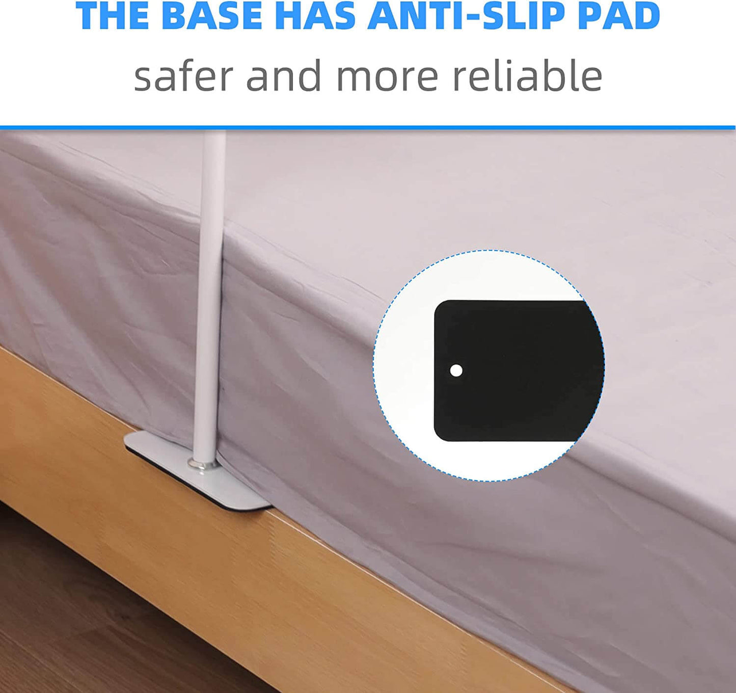 CPAP hose holder/stand with 360° rotating clip & adjustable arm for bed, under the mattress