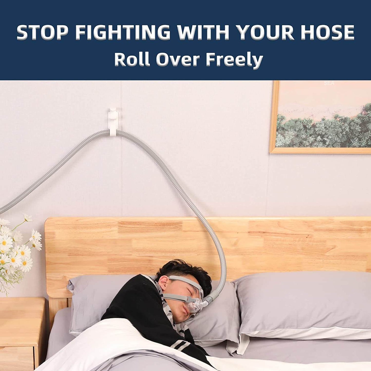 cpap hose holder hanger above the head