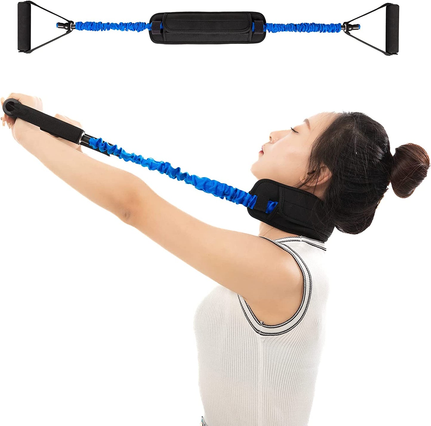 Neck Stretcher Exerciser, Cervical Spine Stretcher for Pain Relief, Cervical Traction Therapy, Portable Wider red Pad, More Comfortable for Home, Office, Car, Outdoor Use, 30lb