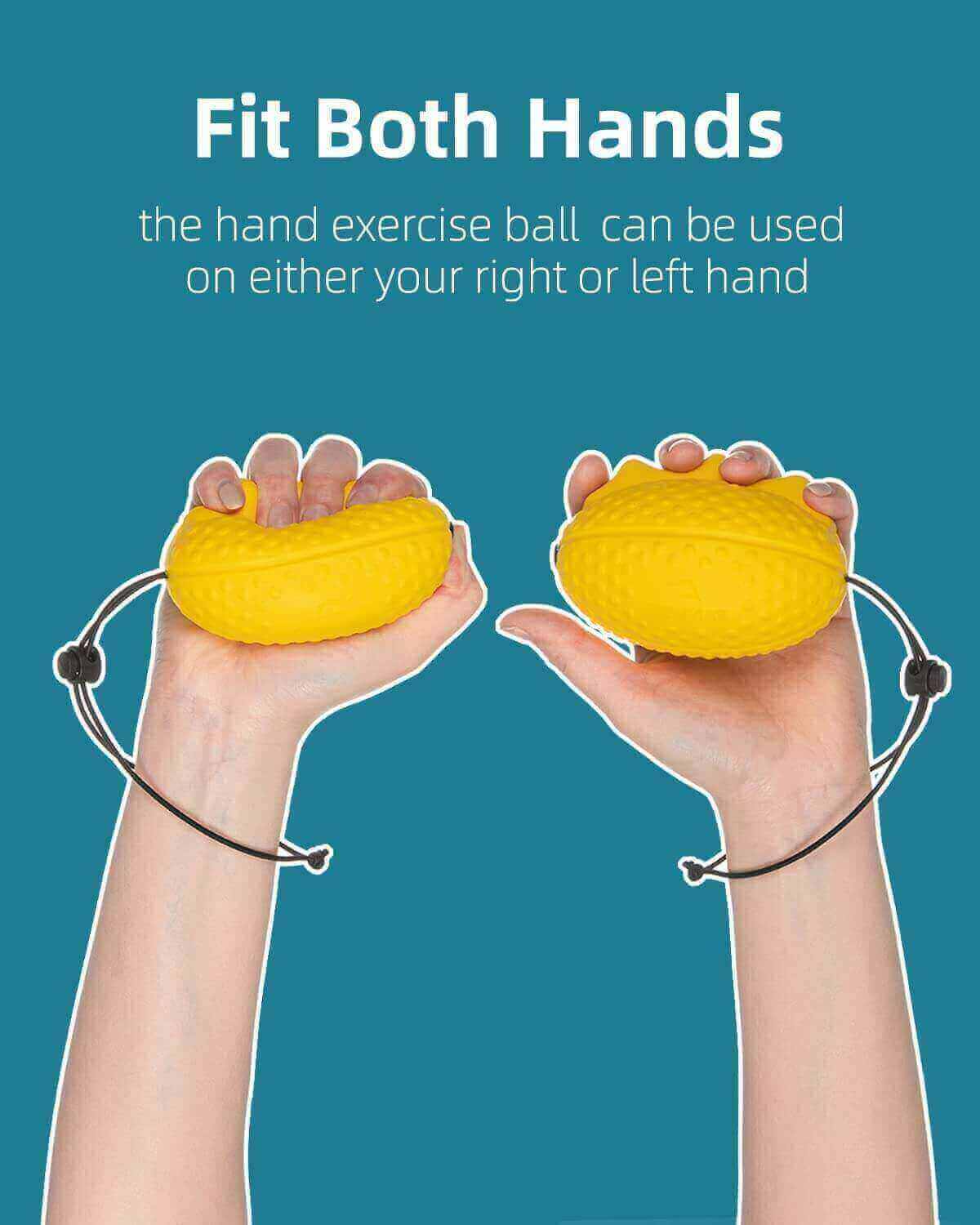 Anti stress ball with finger stretch band combo, gripped by two hands