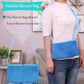 Blue mastectomy drain holder, shower bag on the shoulder