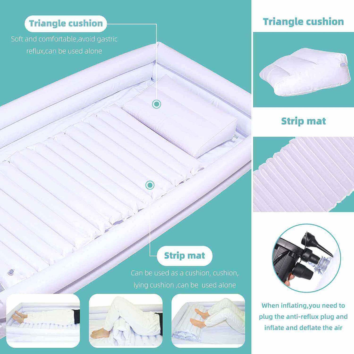 Electric Inflatable Bathtub for Bath Aids, pillow demonstration