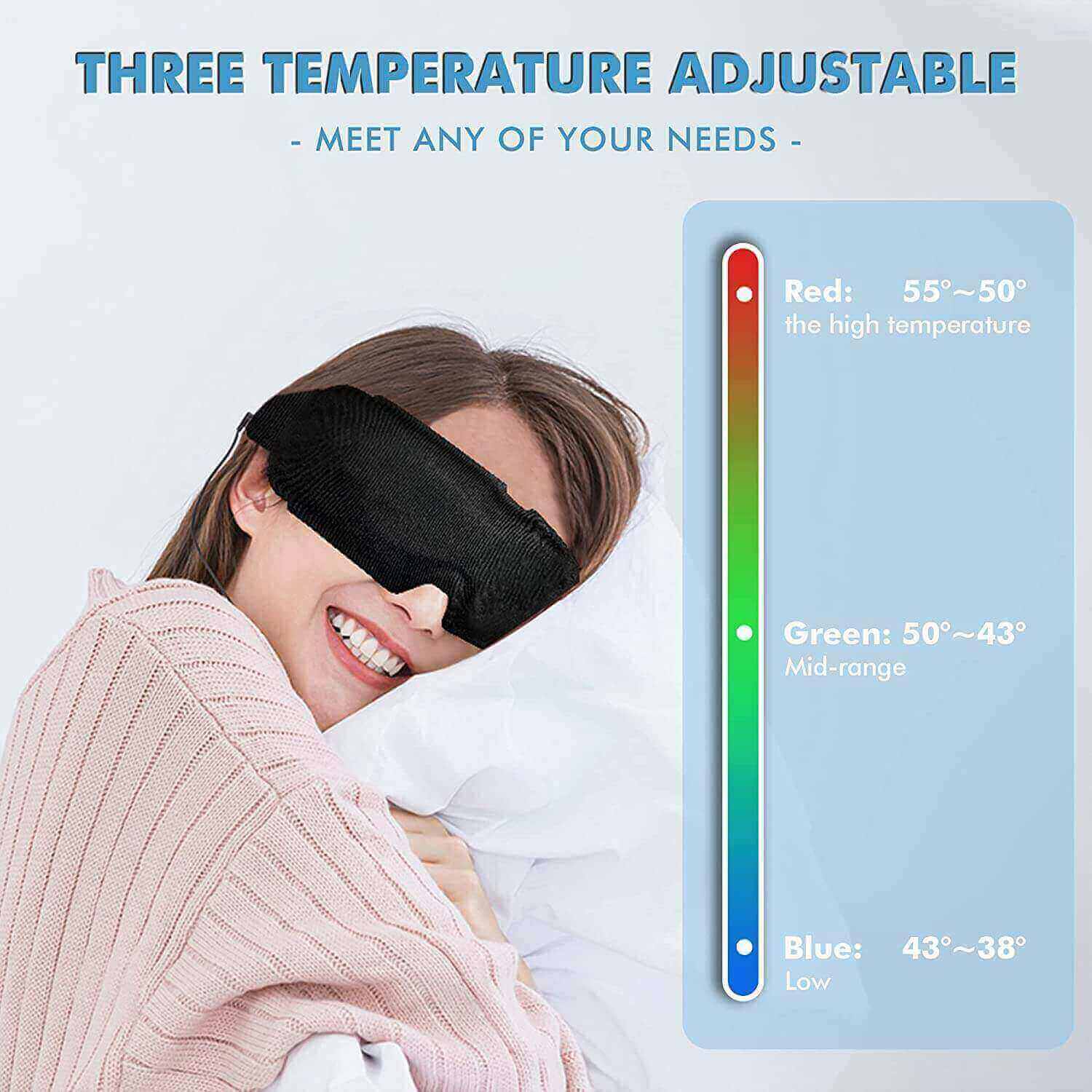 Electric heated dry eye mask, a woman is using the item