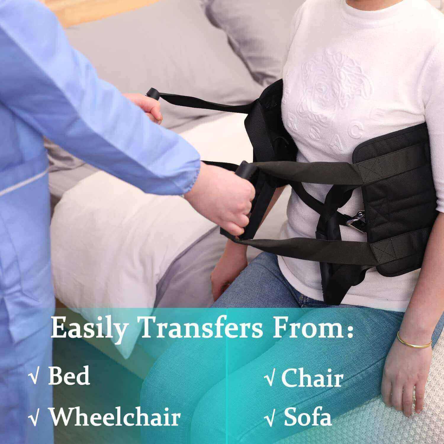 Fanwer 36-inch patient transfer sling with handles for disabled & elderly, using occassions demo