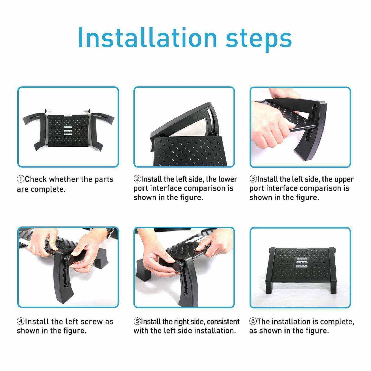 Fanwer Foot Rest Under Desk, installation steps