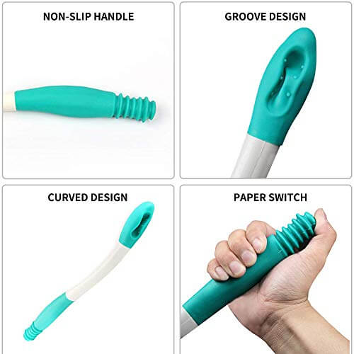 Fanwer Self-wipe Toilet Aid Tool, Rubber Toileting Tongs for Disabled, the ends