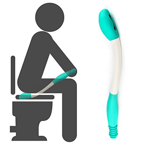 Fanwer Self-wipe Toilet Aid Tool, Rubber Toileting Tongs for Disabled, feature image