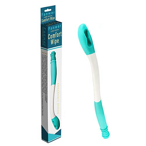 Fanwer Self-wipe Toilet Aid Tool, Rubber Toileting Tongs for Disabled, wand with  casing