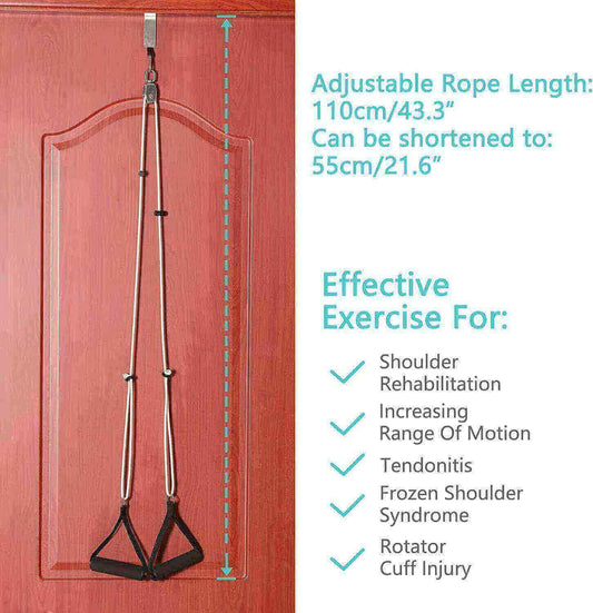 Fanwer Shoulder Pulley for Physical Therapy & Shoulder Pulley Workout, item hanged on the door