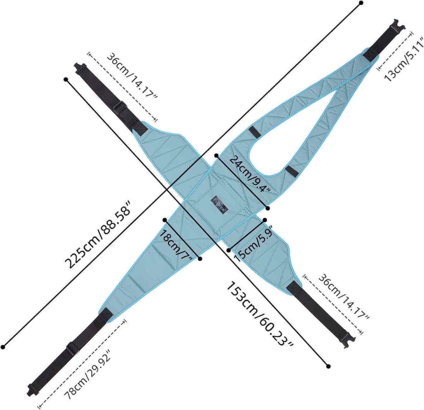 Fanwer Wheelchair Harness for Transfer Aids, the sizes