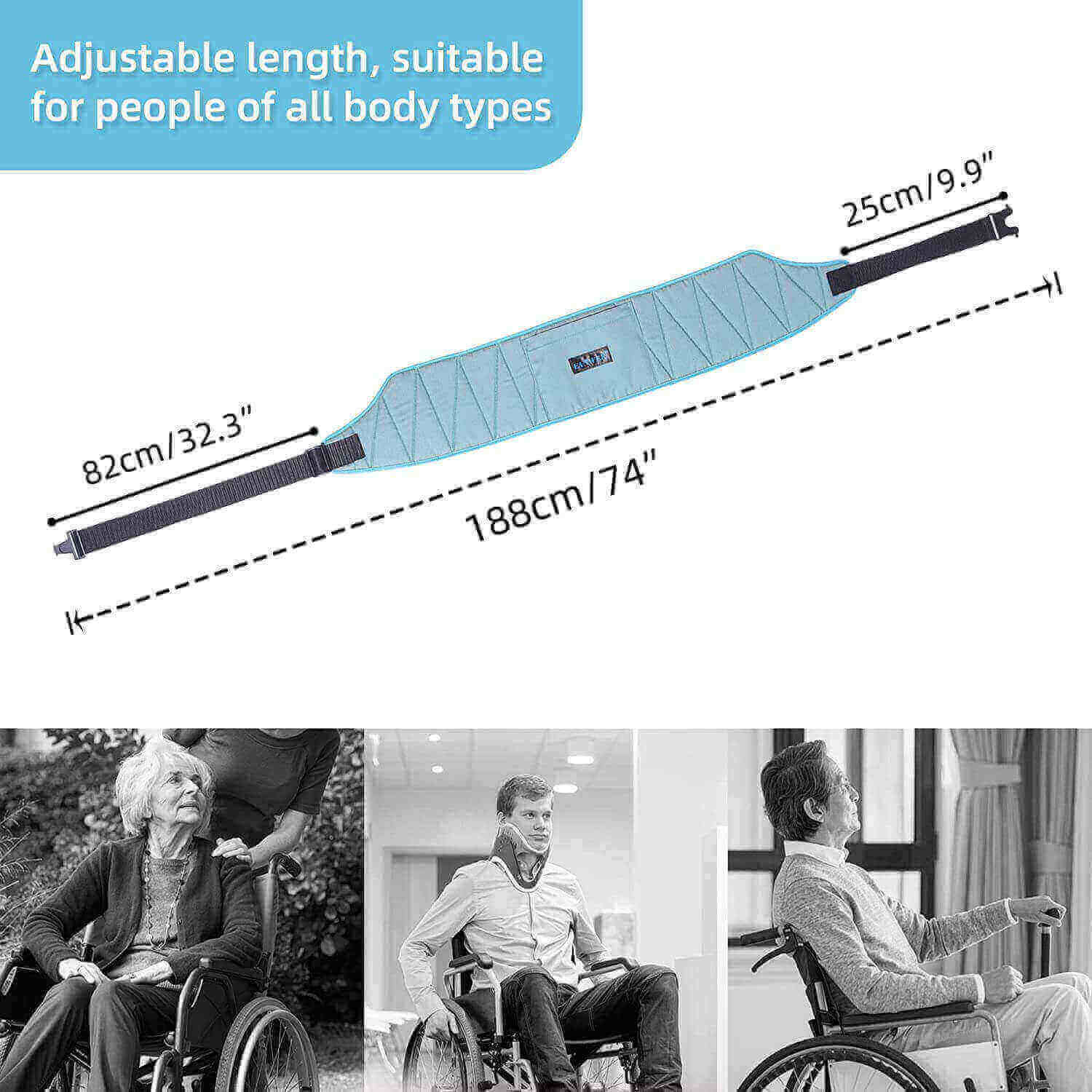 Fanwer Wheelchair Straps and Harness for Sale, length of the seat belt