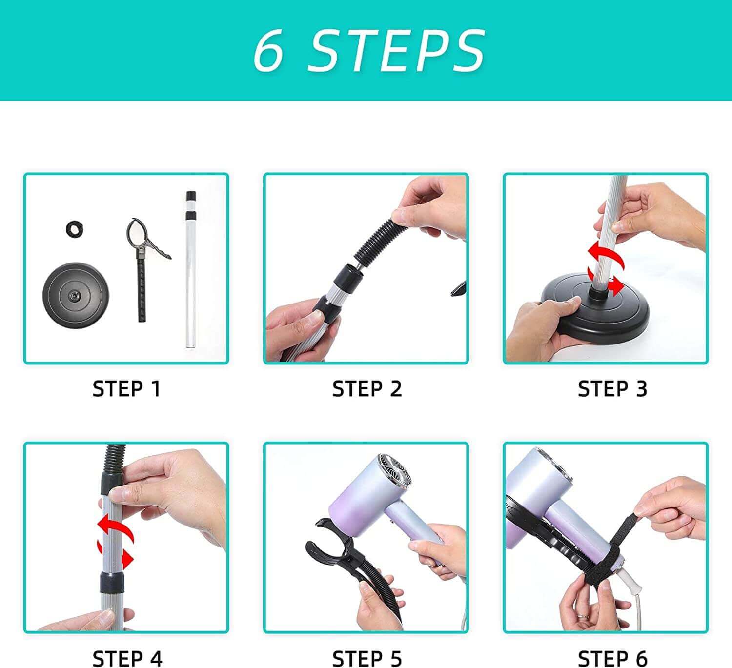 Fanwer adjustable hair dryer stand, installation steps