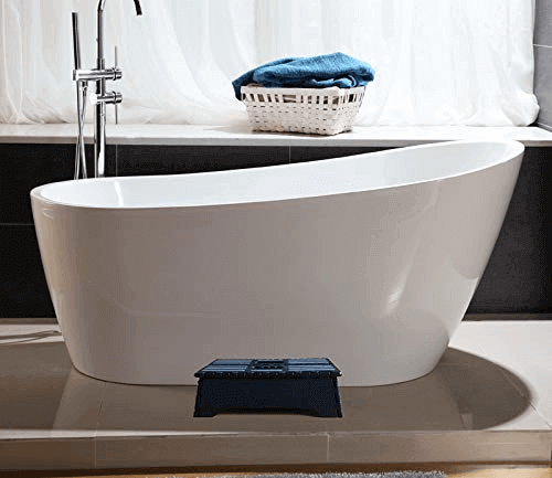 Fanwer collapsible step stool with handle, beside the bathtub