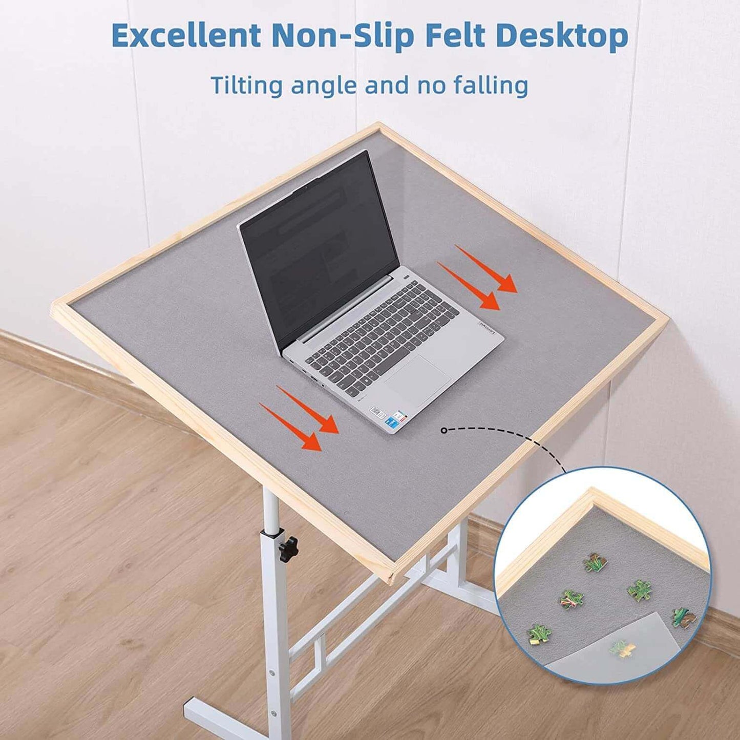 Fanwer jigsaw puzzle table with adjustable iron legs and puzzle board, a laptop desk