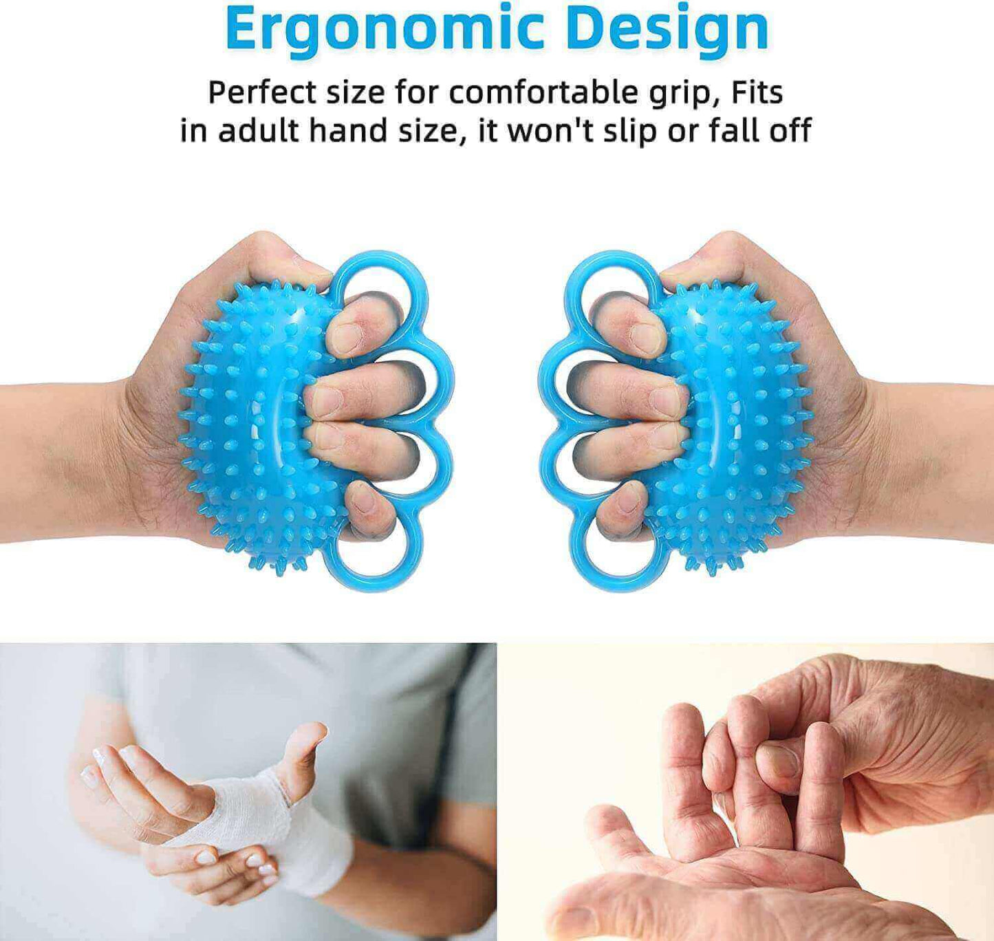 Fanwer spiky exercise ball with 4 finger loops, ergonomic design