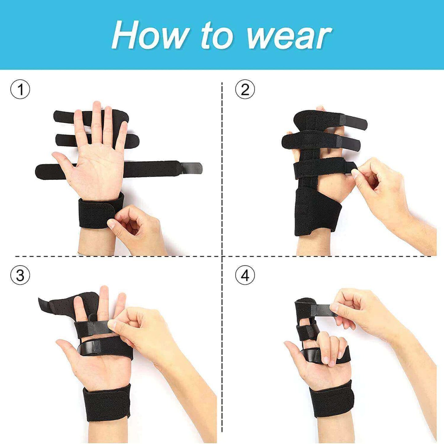 Fanwer trigger finger splint, using steps