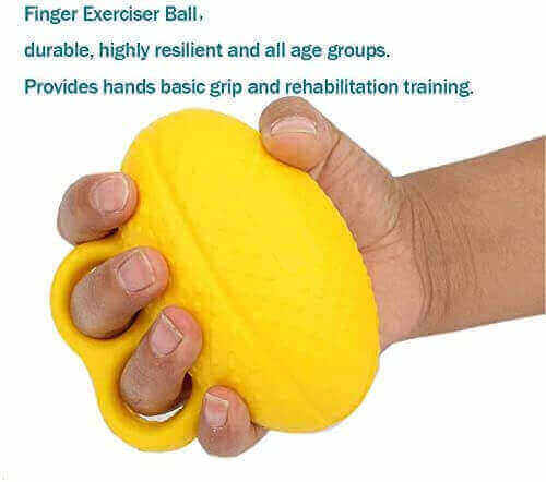 Finger exercise ball, gripped by a hand
