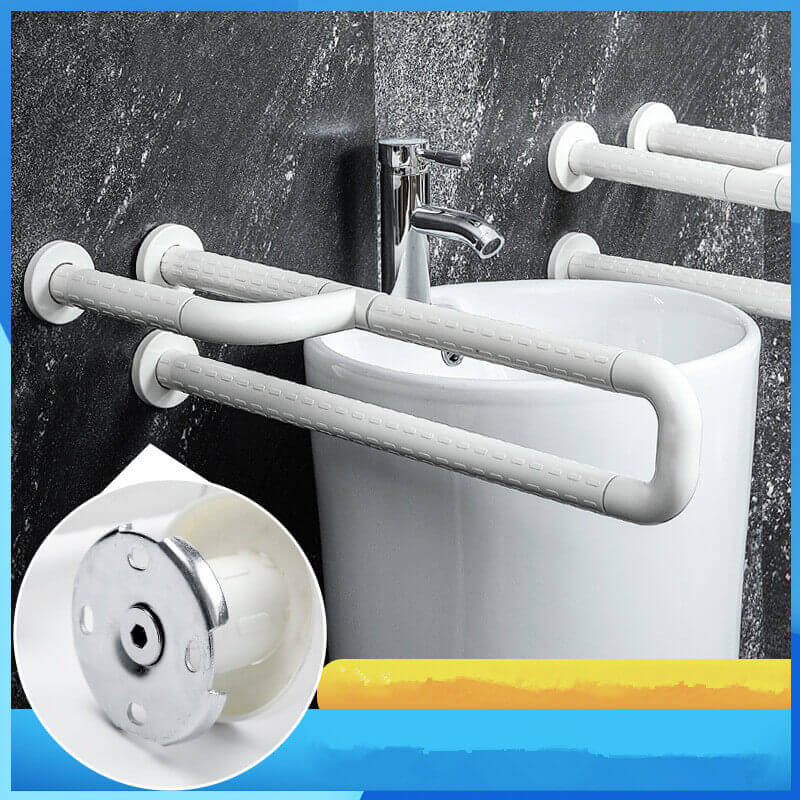 Folding Toilet Barrier-free Grab Bar, white with the cushion