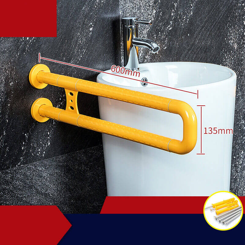Folding Toilet Barrier-free Grab Bar, yellow 2 handles