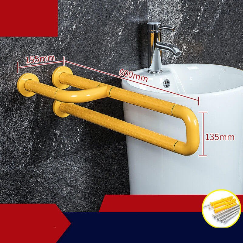 Folding Toilet Barrier-free Grab Bar, yellow 3 handles