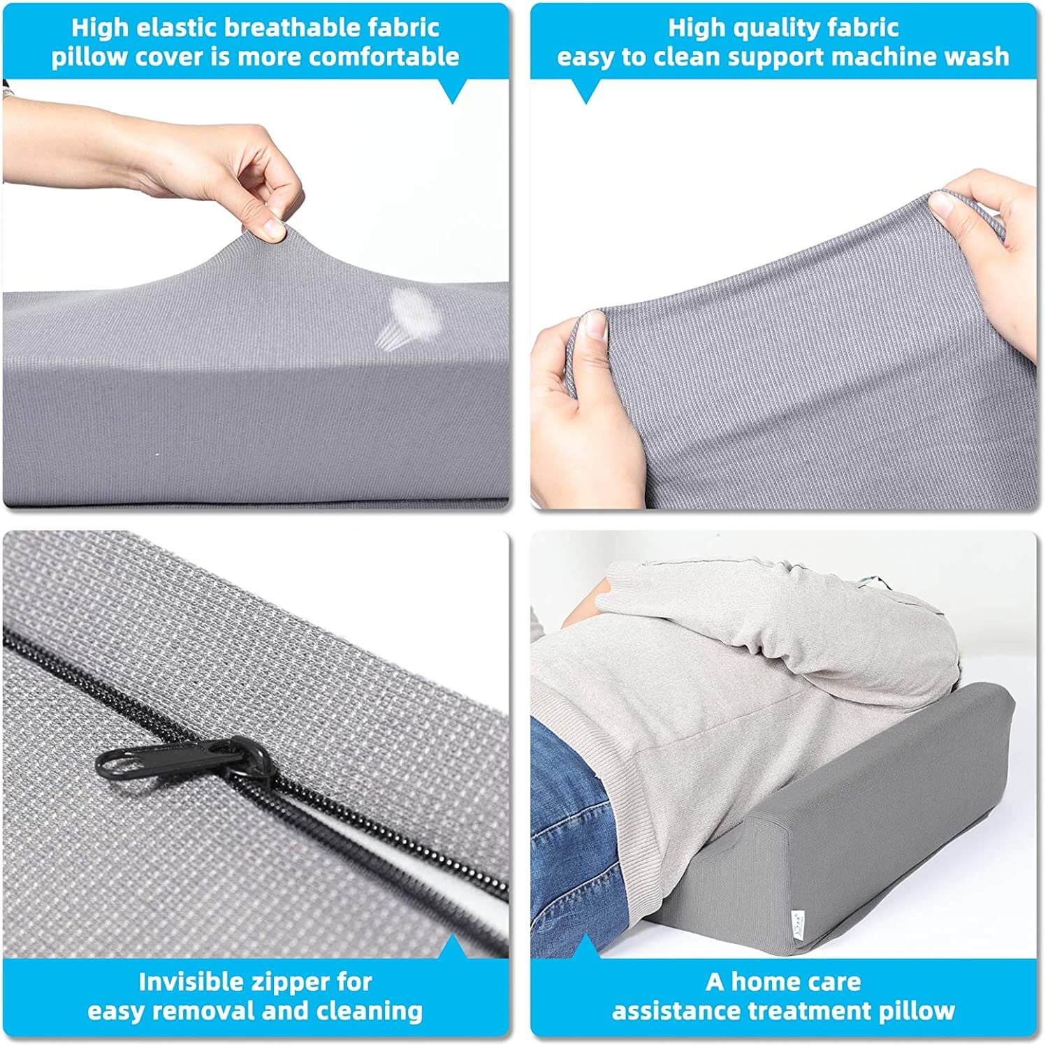 Leg Elevation Pillow,Inflatable Wedge Pillows,Comfort Leg Pillows for  Sleeping,Improve Circulataion and Reduce Swelling,Suitable for improving  Sleep Quality,Pregnant,Surgery and Injury,Recovery (Grey)