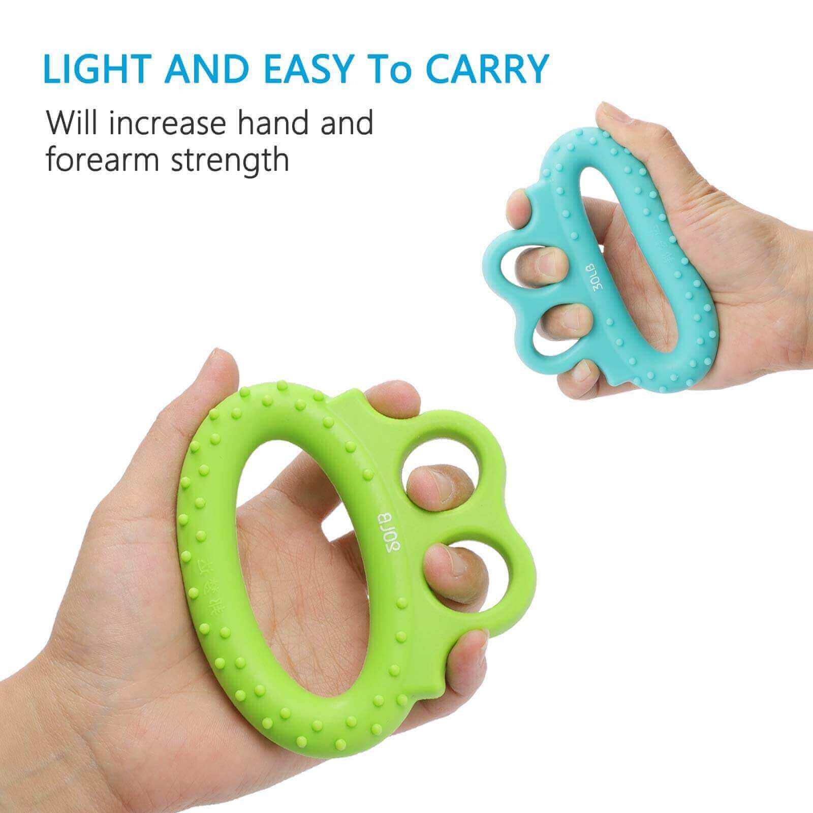 Hand grip ring with finger loops for hand & finger strength exercise, lightweighted