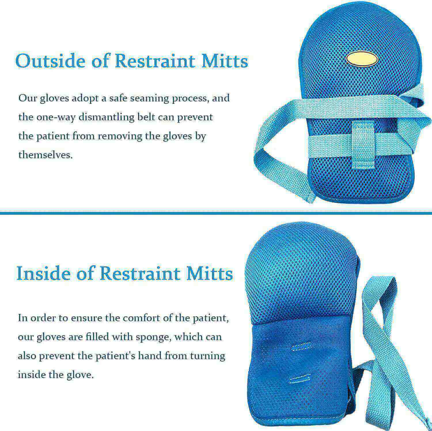 Hand mitts for dementia patients and alzheimer patients, inside and outside of the item
