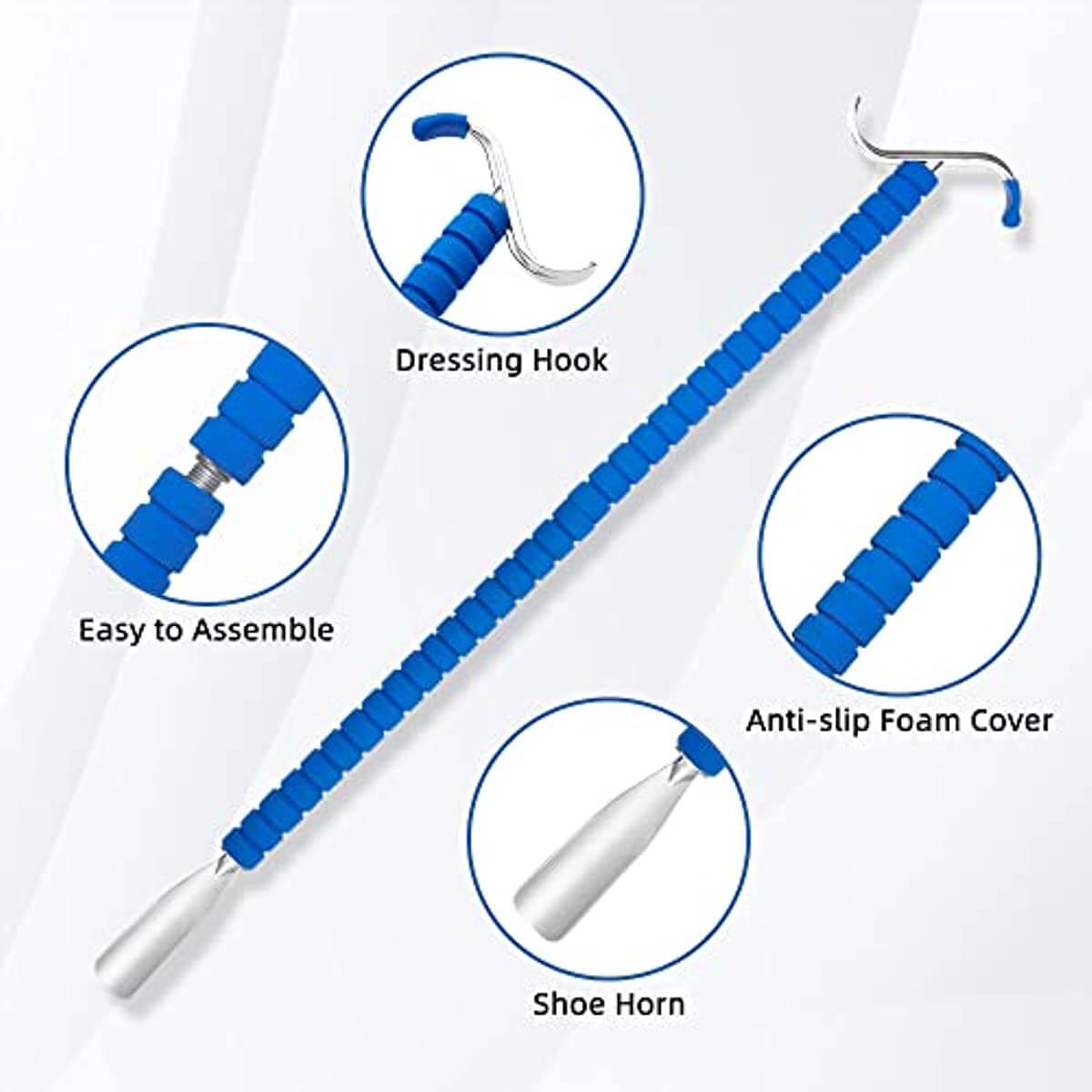 Metal Shoe Horn & Dressing Stick Set, Sock Remover Tool for Arthritis, detailed breakdown