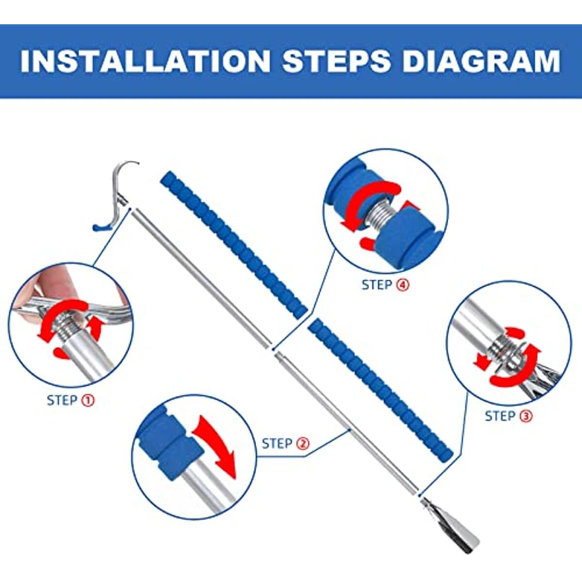 Metal Shoe Horn & Dressing Stick Set, Sock Remover Tool for Arthritis, installation step of the item