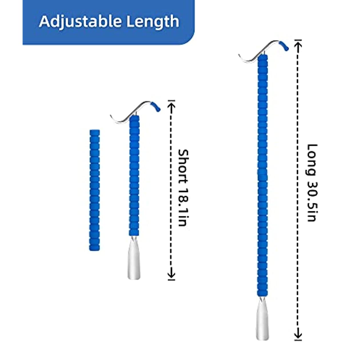 Metal Shoe Horn & Dressing Stick Set, Sock Remover Tool for Arthritis, three lengths of the item
