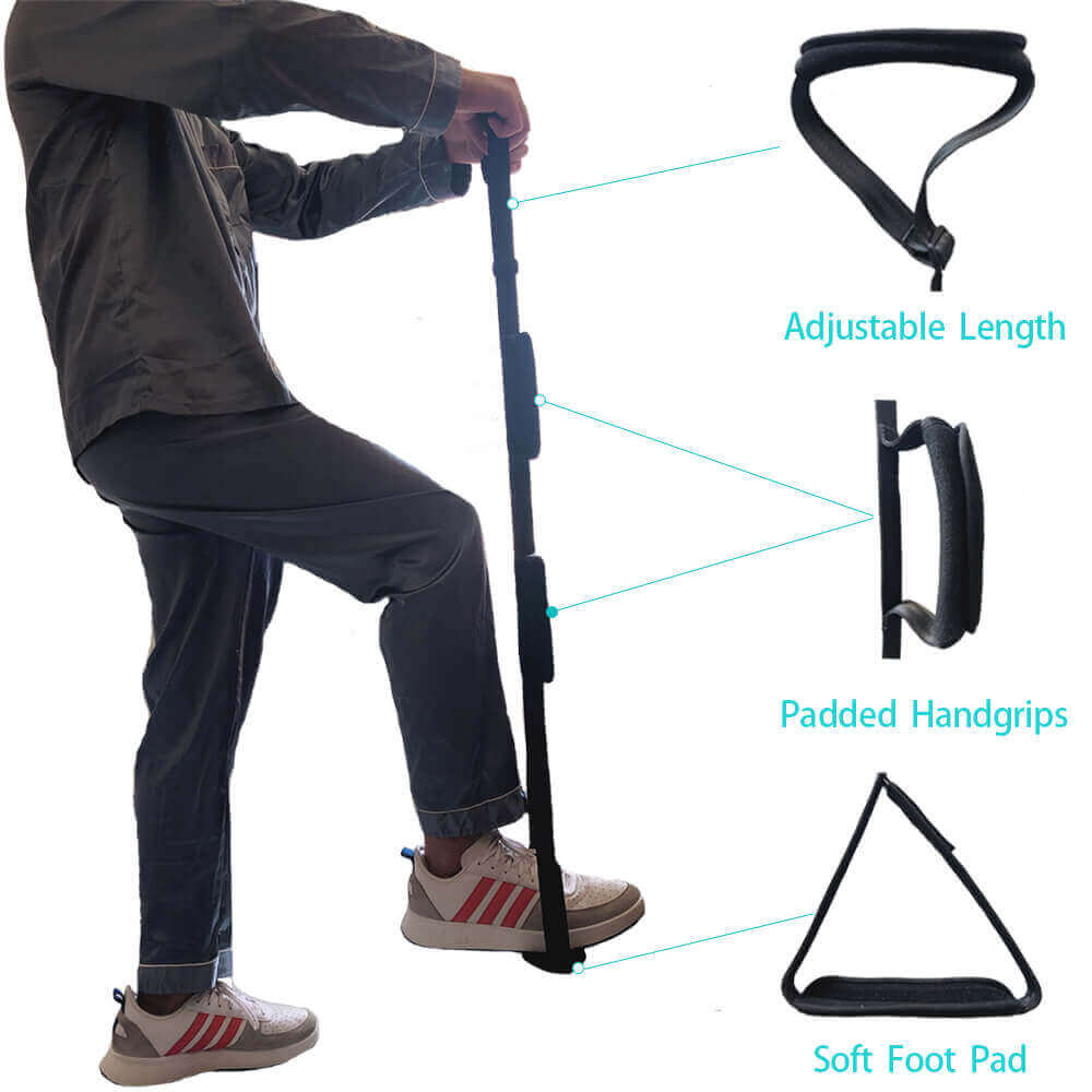 Multi-Loop Leg Lifter Strap with Foot Grip, Leg Lifter Aid for Bed, the loops show