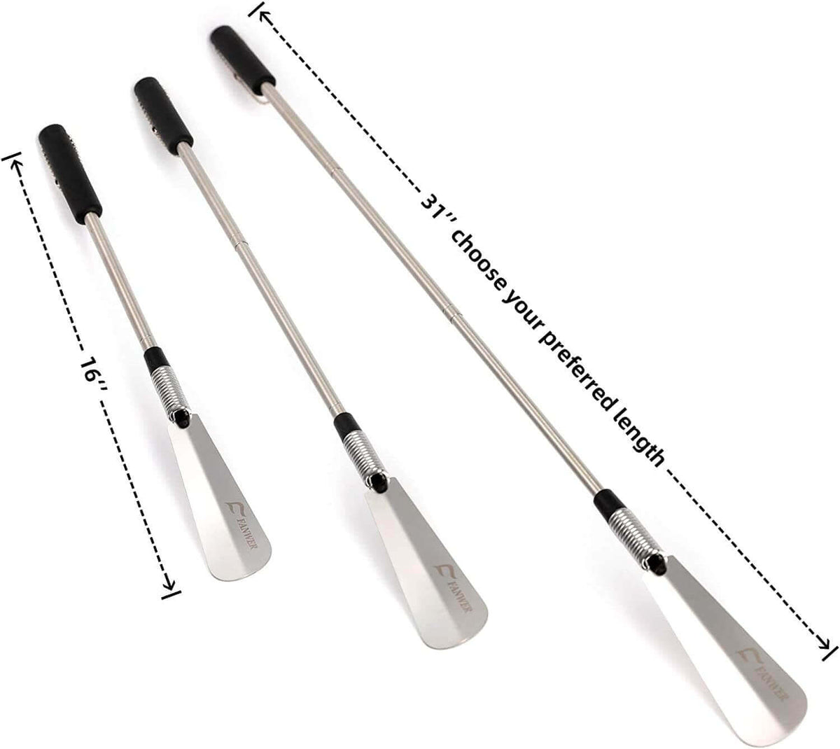 ZOMAKE Metal Shoe Horns Long Handle, Stainless Steel Shoes Helper Stick, Shoehorn 16.5 Inch with ZOMAKE Metal Shoe Horns Long Handle, Stainless Steel Shoes Helper Stick, Shoehorn 16.5 Inch with