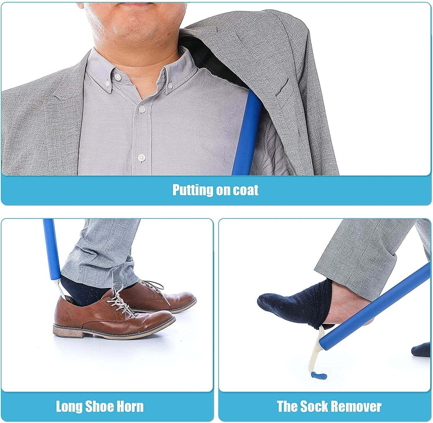 Sock Aid Foldable Reacher Grabber Shoe Horn Dressing Stick Pants Aid, dressing stick