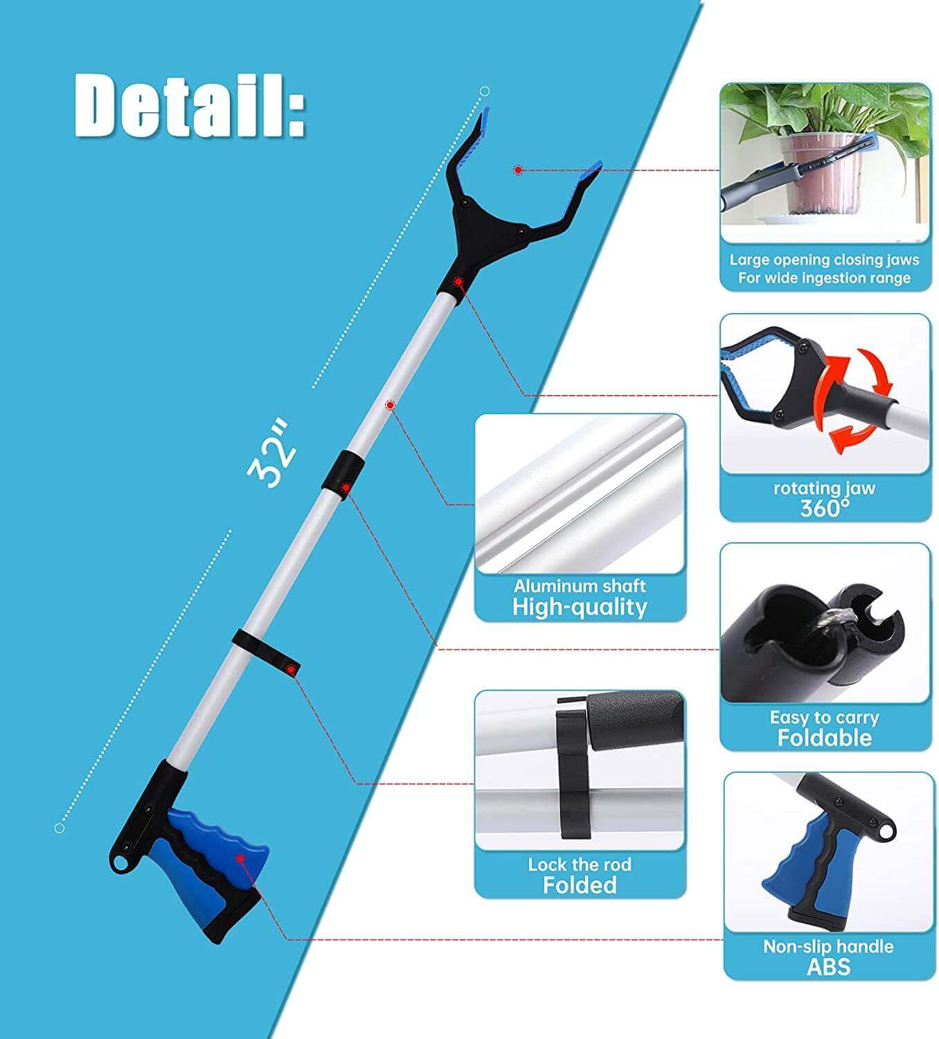 Sock Aid Foldable Reacher Grabber Shoe Horn Dressing Stick Pants Aid