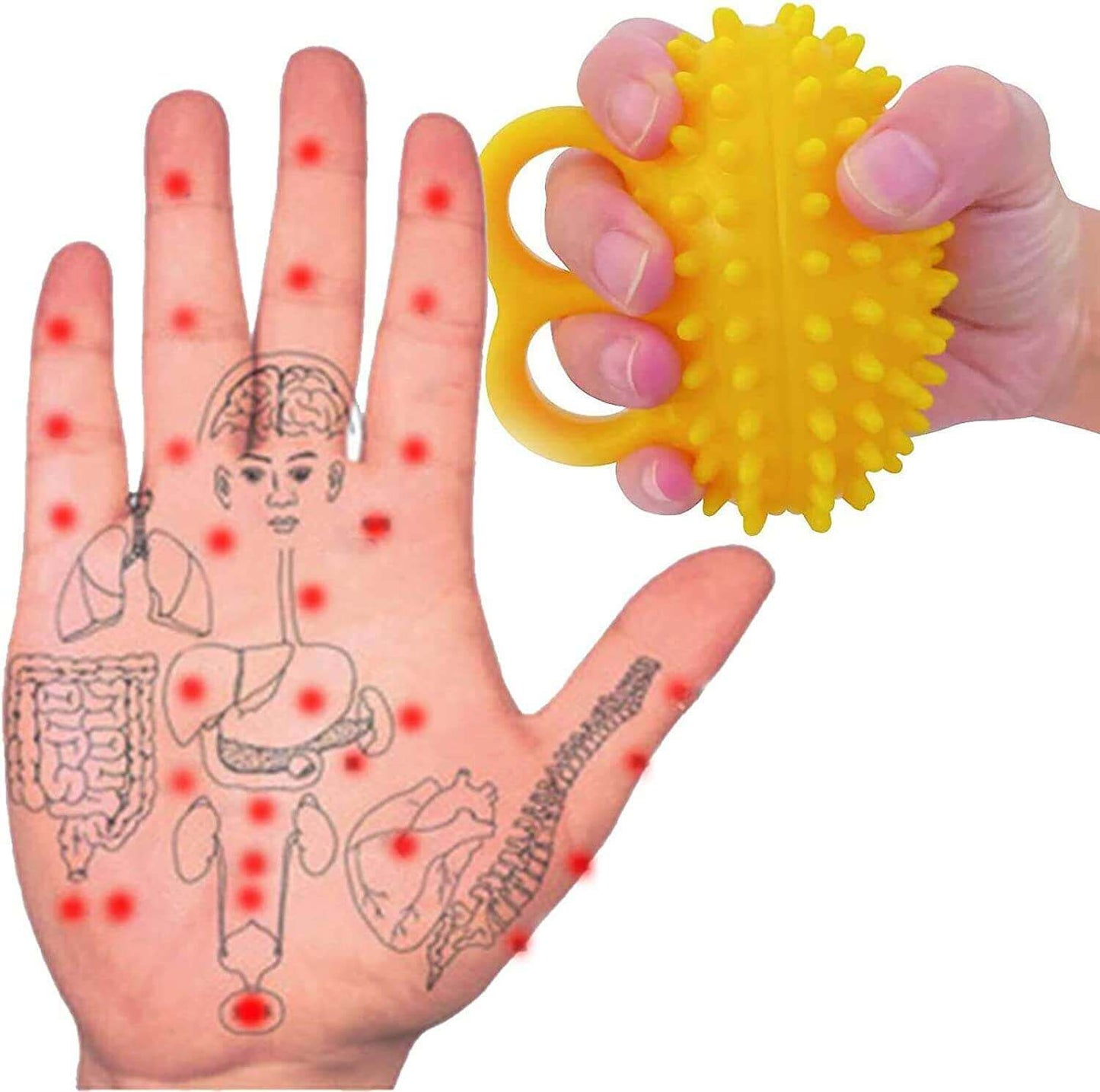 Spiky massage ball for hand and finger exercises, palm acupoints