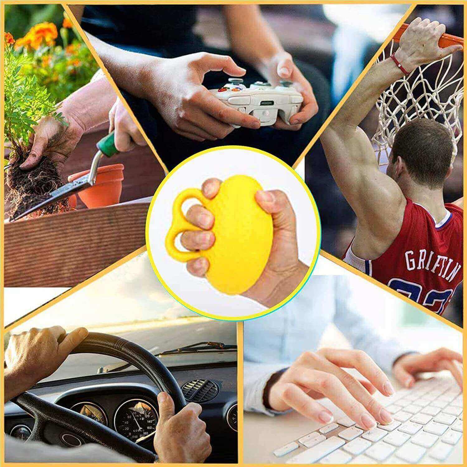Squeeze Stress Ball with Finger Loops for Anxiety Relief Fanwer