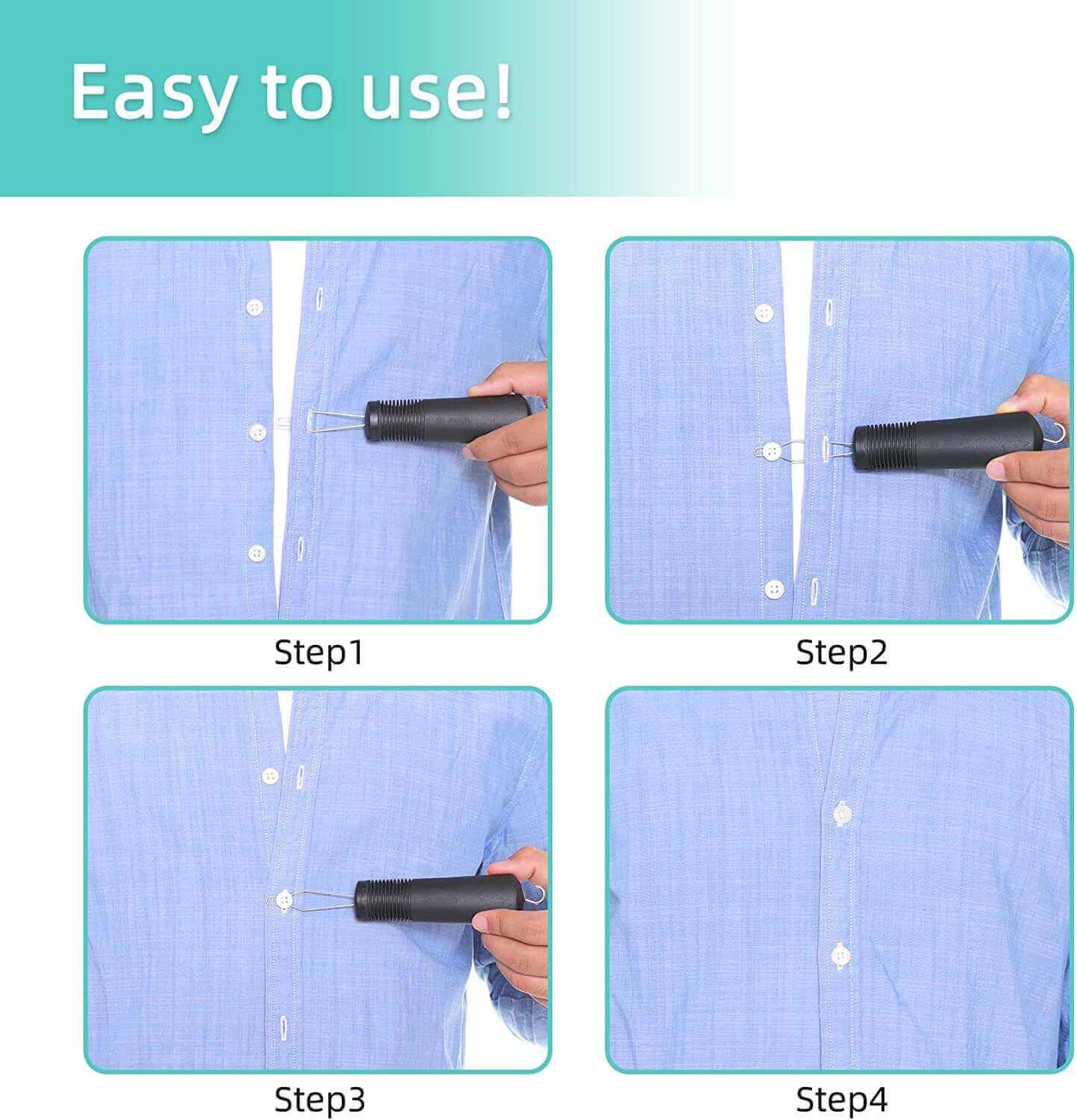 button aid for dressing, button helper with zipper hook, using steps of the product