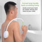 fanwer long-handle curved bath brush for back scrub, man is using the curved handle bath brush