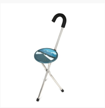  folding cane chair walking stick with tripod stool, the round seat one 