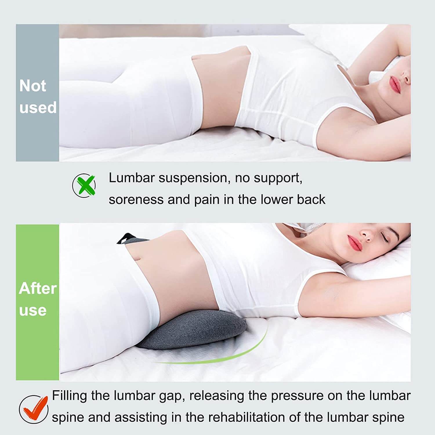 Adjustable Lumbar Support Pillow for Sleeping Memory Foam Back Support  Pillow for Lower Back Pain Relief, Back Pillow for Sleeping, Lumbar Support