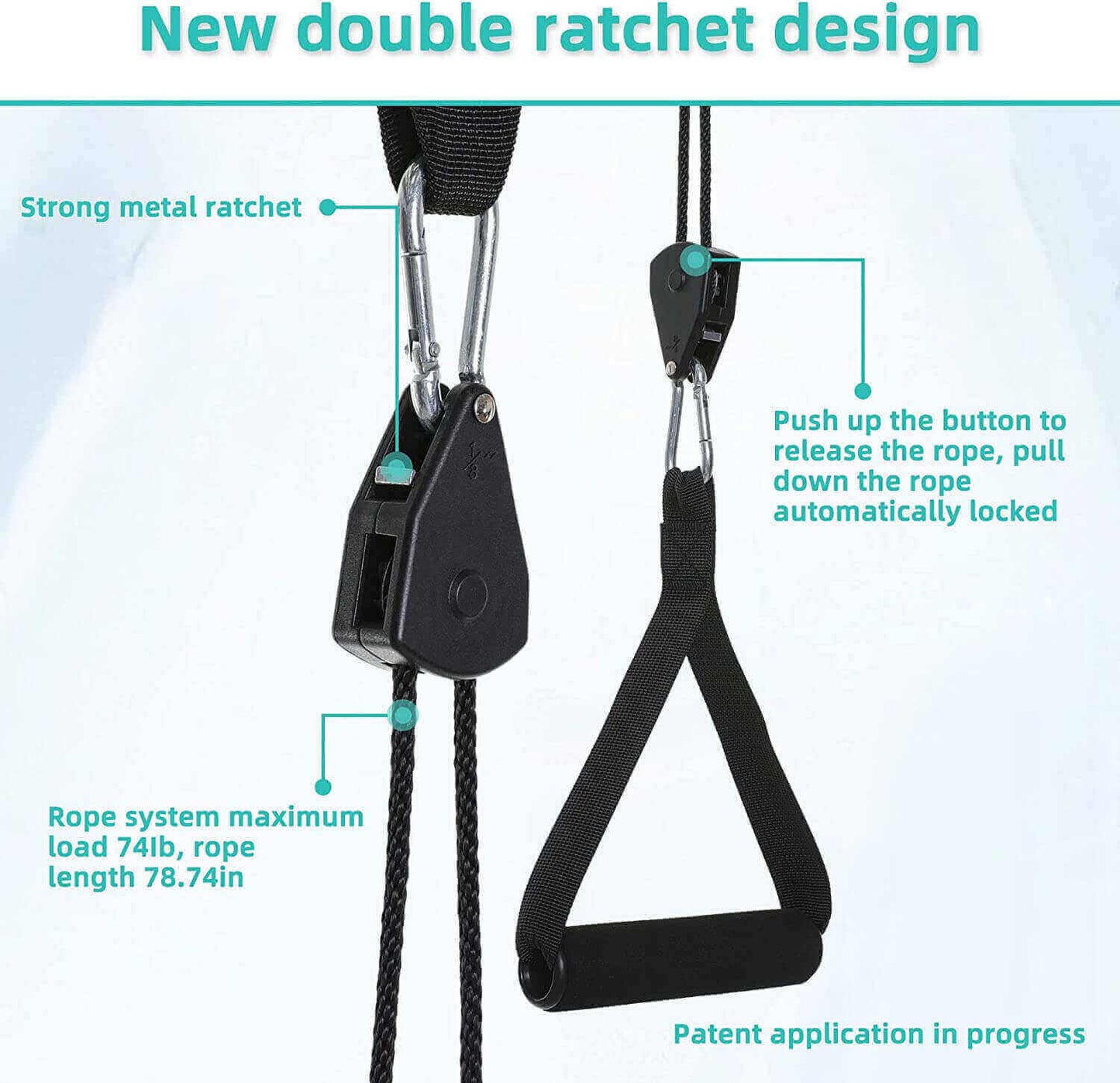 overdoor cervical traction device, neck traction device, double ratchet design