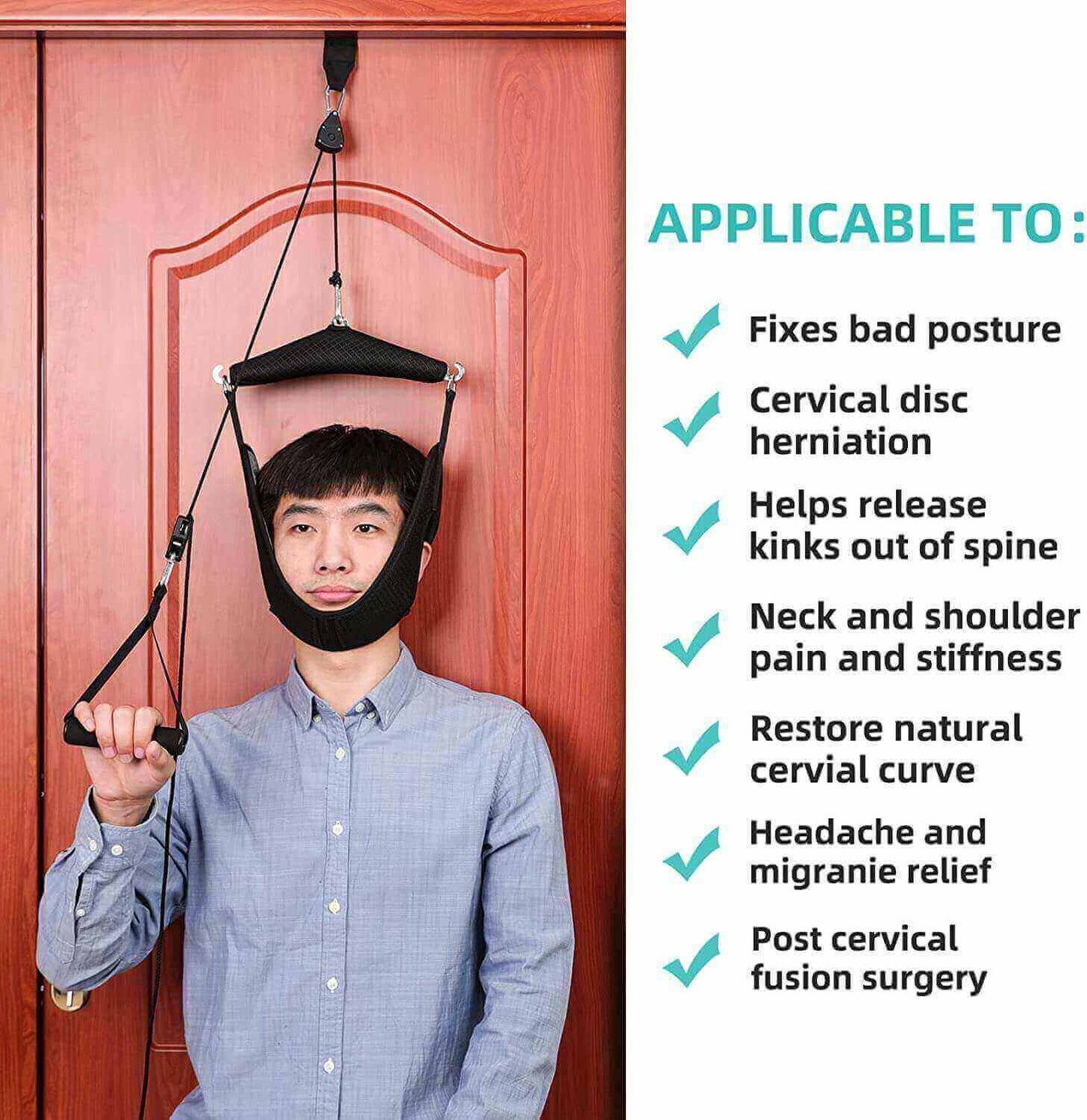 overdoor cervical traction device, neck traction device, functions and features