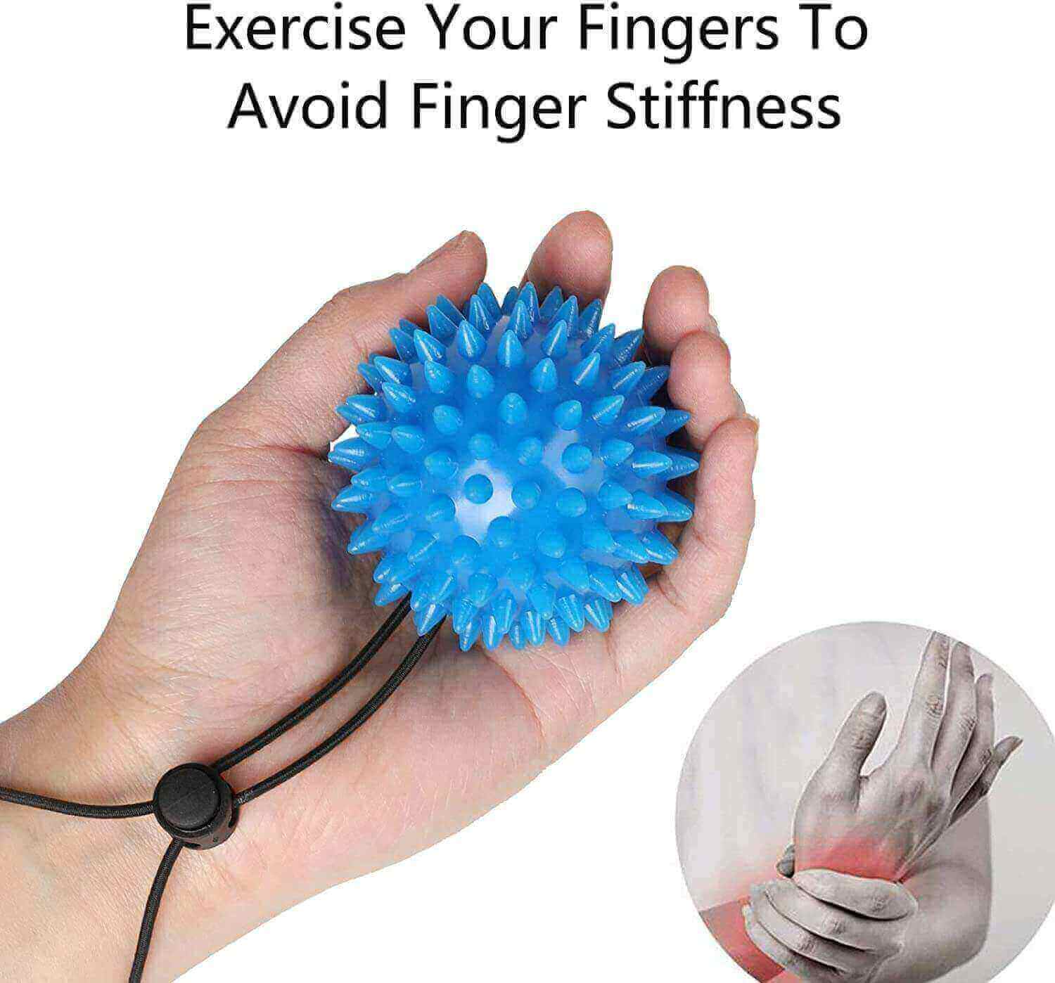 spiky sensory ball on an adjustable string, for finger and hand